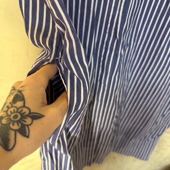 Everlane Striped Collarless Shirt Dress Size 2 - Picture 9 of 10